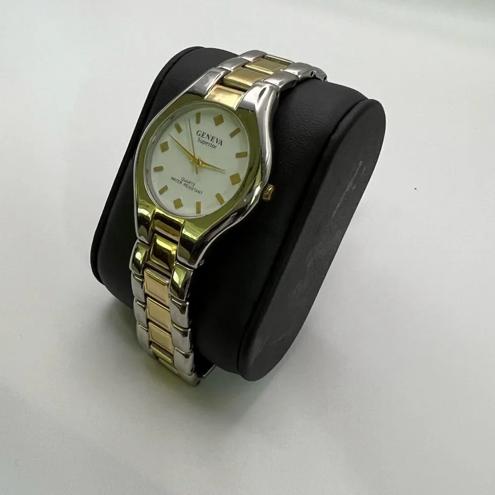 GENEVA Superior Vintage Watch Working Silver Gold White Working
